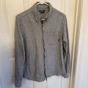 Eddie Bauer Gray Herringbone Button Down Shirt Size Medium